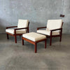 Pair of Illum Wikkelso Capella Chairs & Ottoman