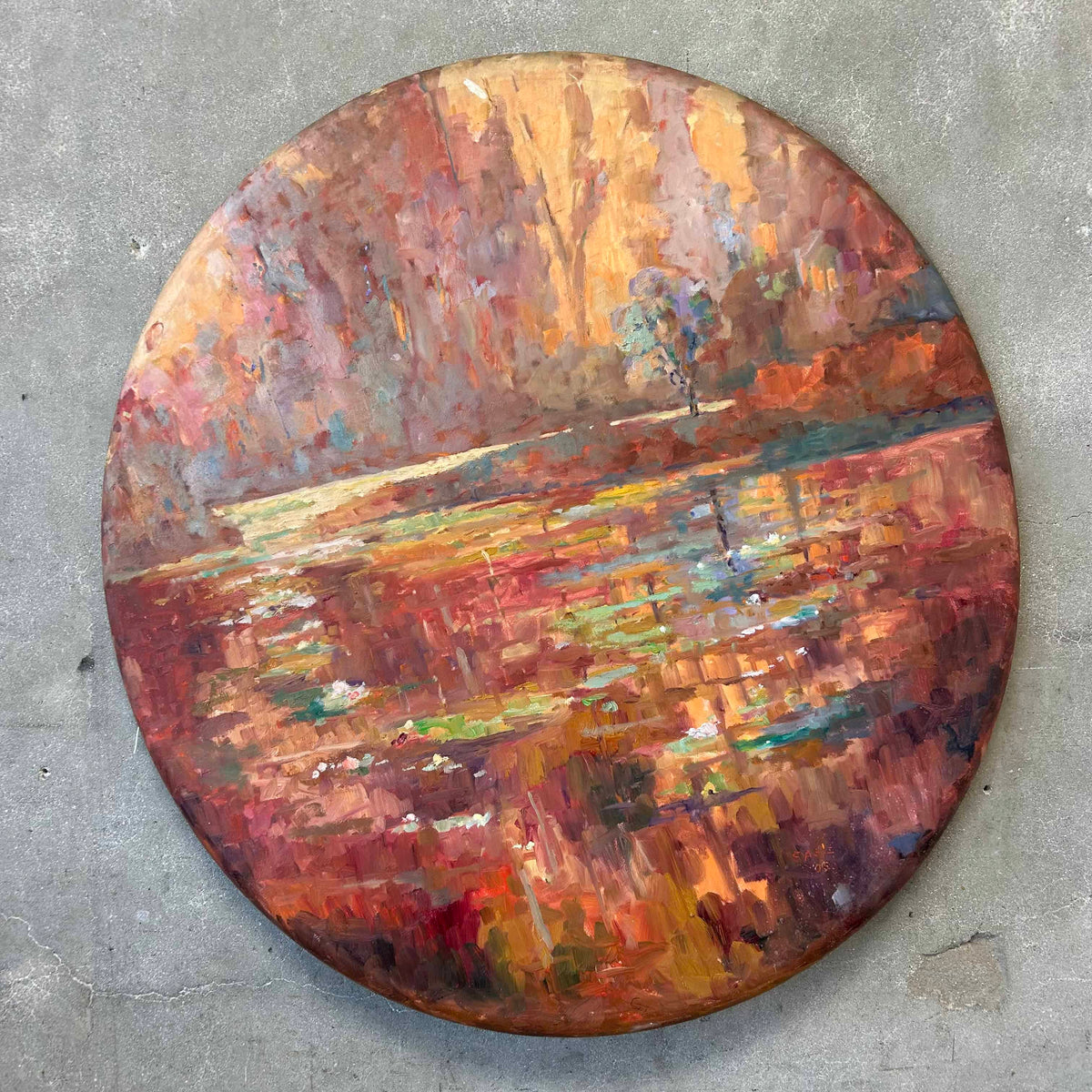 2005 Impressionistic Landscape Circle Canvas - Signed