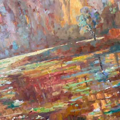2005 Impressionistic Landscape Circle Canvas - Signed