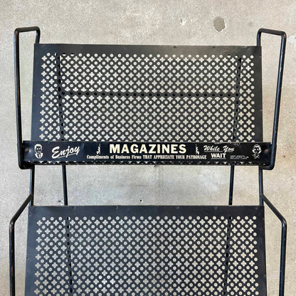 1950s Iron Magazine Rack - Folding Back Leg