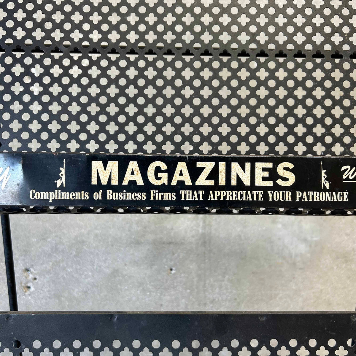 1950s Iron Magazine Rack - Folding Back Leg