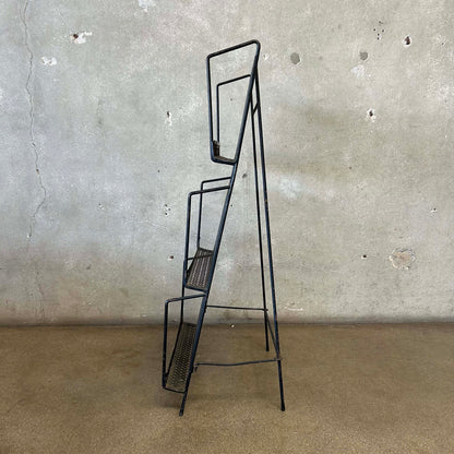 1950s Iron Magazine Rack - Folding Back Leg