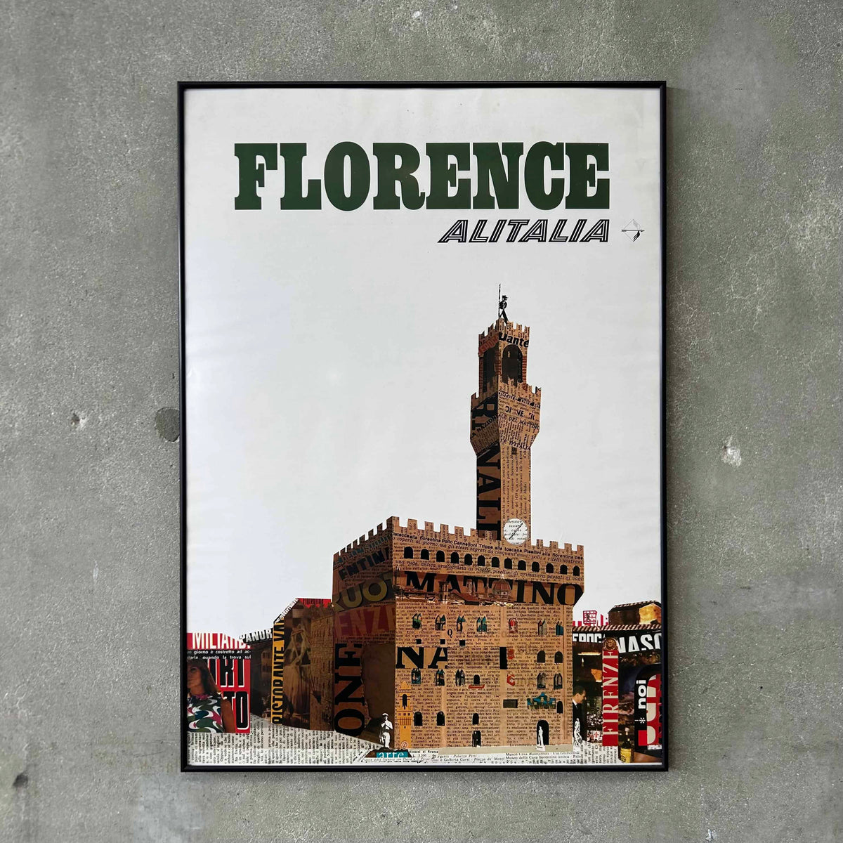 1960s Original Airline Travel Poster "Florence"