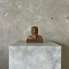 Earthenware Sculpture of Man Bust on Wood Block