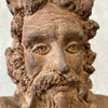 Earthenware Sculpture of Man Bust on Wood Block