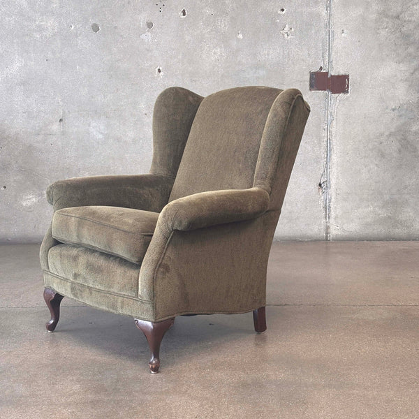 Vintage Emerald Wingback Chair