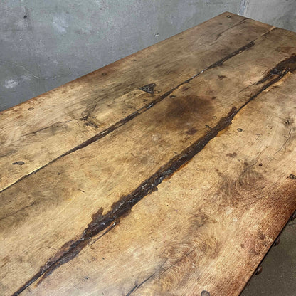 Antique Mexican Hacienda Solid Walnut Wood Dining Table