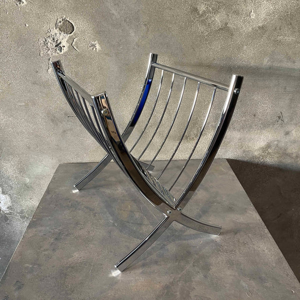 Mid Century Modern Chrome Magazine Rack
