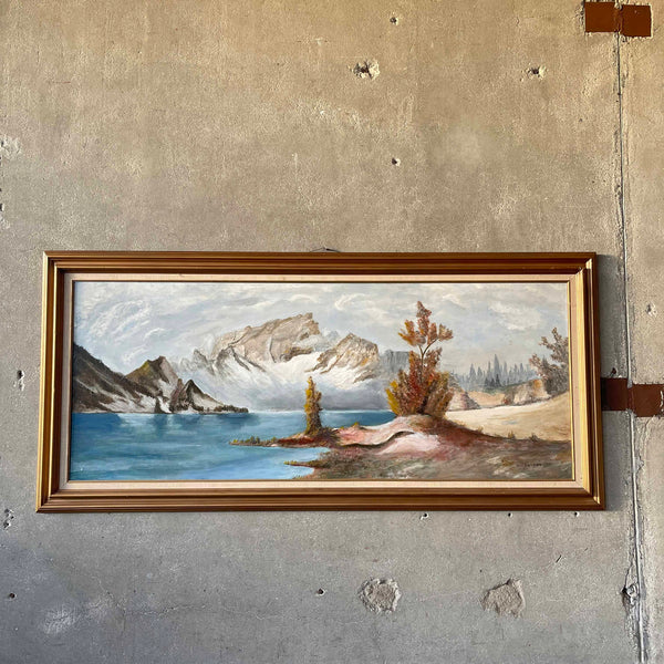 1970's Oil On board Lake Scenery Painting