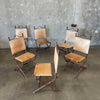 Set of Six Vintage Mexican Leather & Cast Iron Dining Chairs