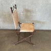 Set of Six Vintage Mexican Leather & Cast Iron Dining Chairs
