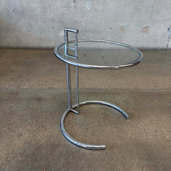 Mid Century Chrome & Glass Side Table Eileen Grey Style