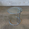 Mid Century Chrome & Glass Side Table Eileen Grey Style