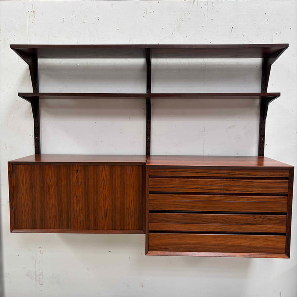 Cado Wall Unit Rosewood Desk & Bookcase With Key