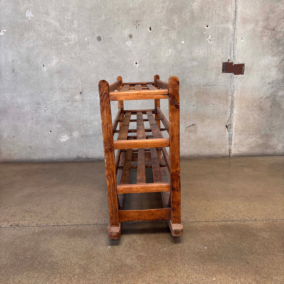 Three Tier Antique Shoe Rack on Wheels - Rolls Beautifully