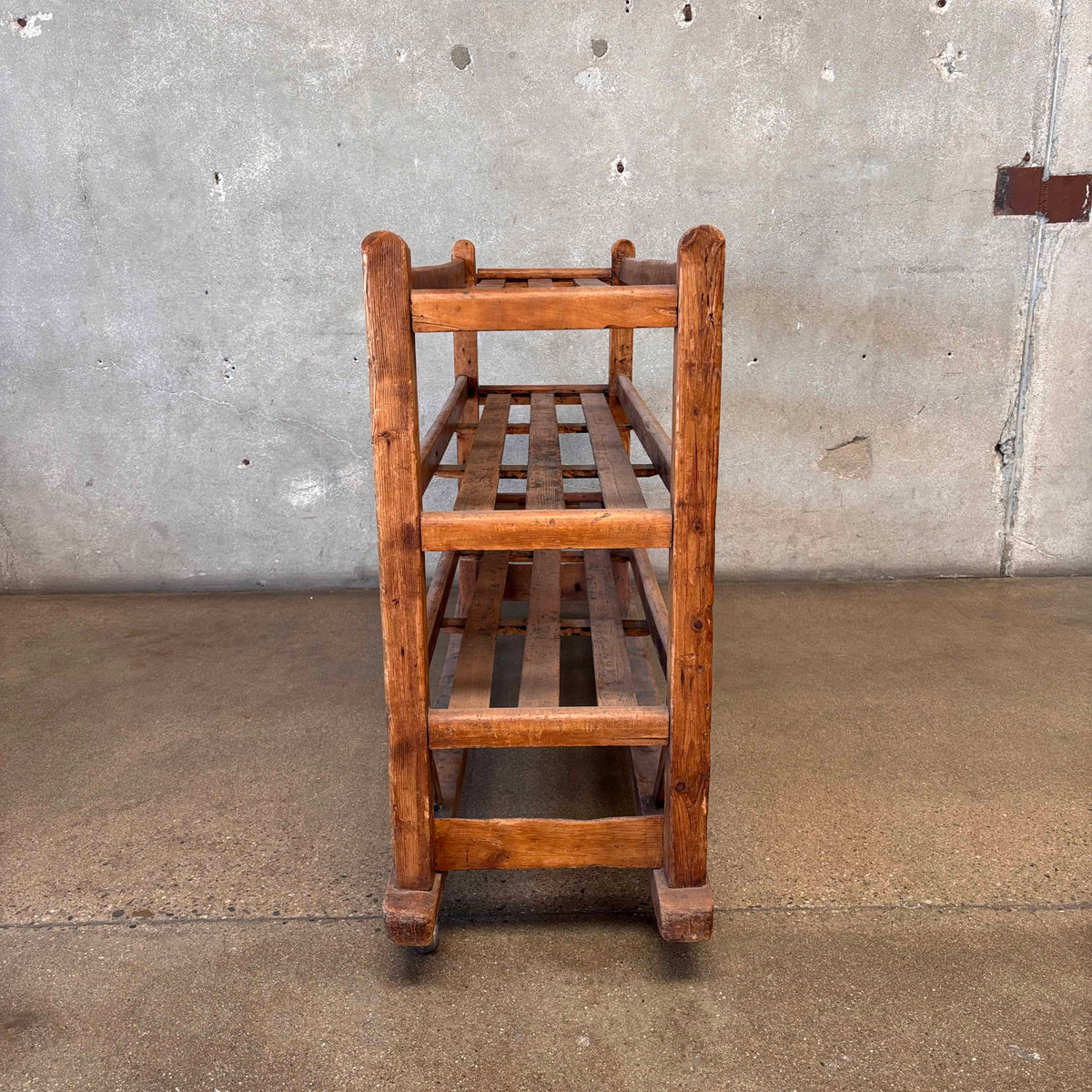 Three Tier Antique Shoe Rack on Wheels - Rolls Beautifully