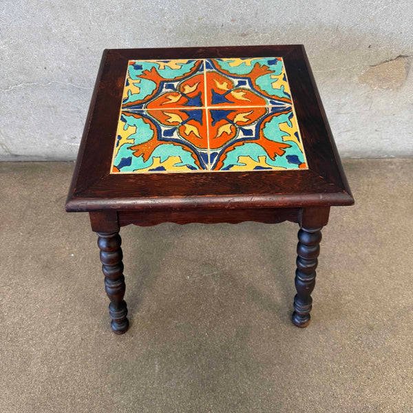 California 1930's Tile Top Side Table