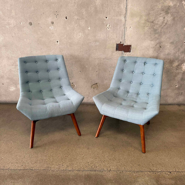 Pair of Reproduction Shelly Tufted Mid Century Modern Chairs
