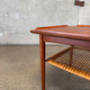 Danish Modern Cane + Teak Side Table by Poul Jensen for Selig