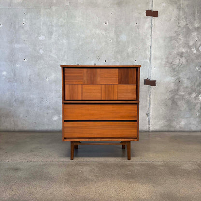 Mid Century Modern Walnut Highboy Dresser