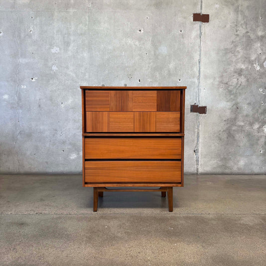 Mid Century Modern Walnut Highboy Dresser