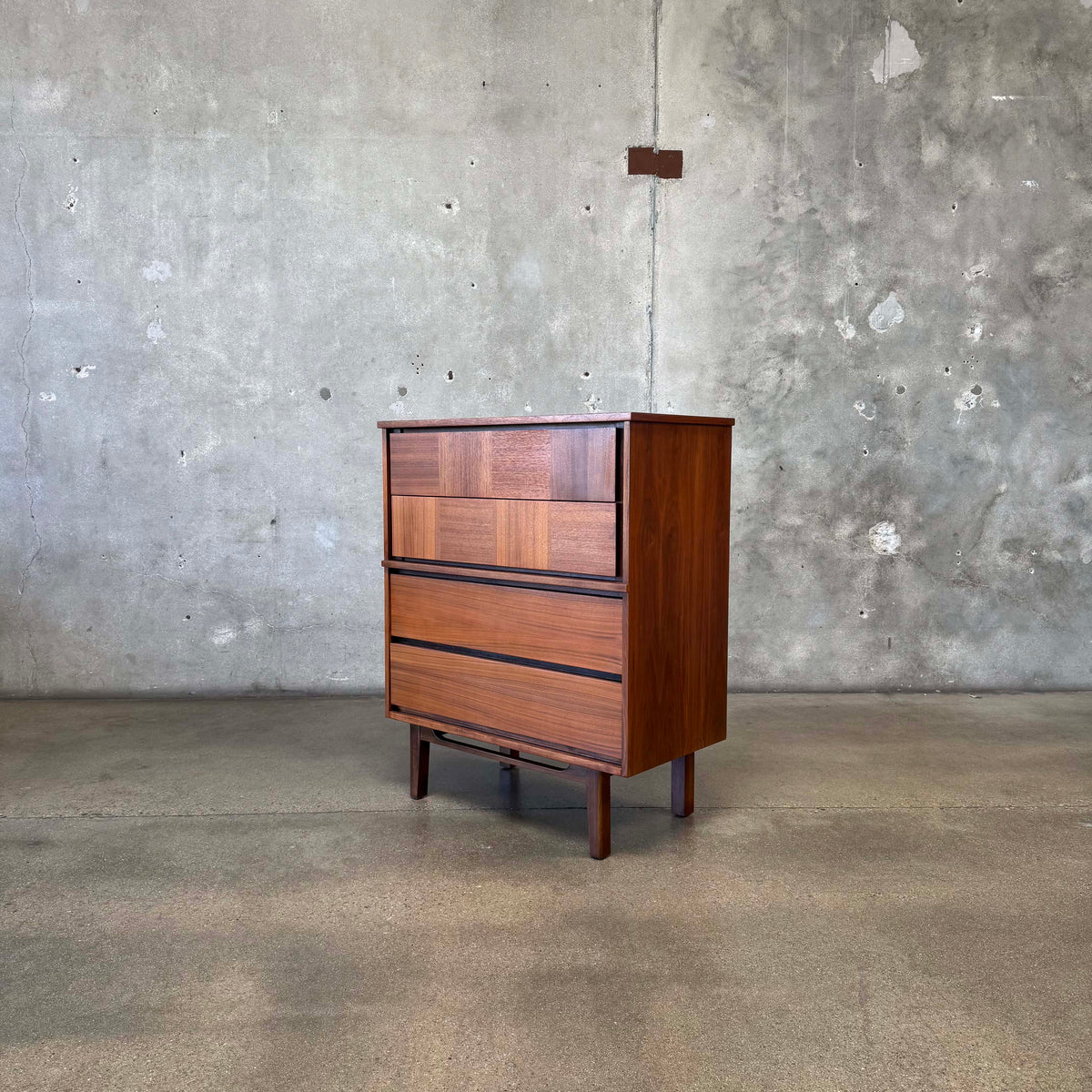 Mid Century Modern Walnut Highboy Dresser