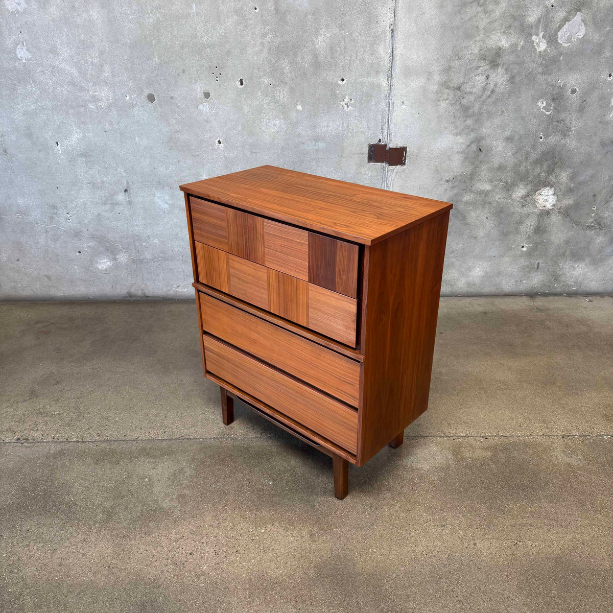 Mid Century Modern Walnut Highboy Dresser