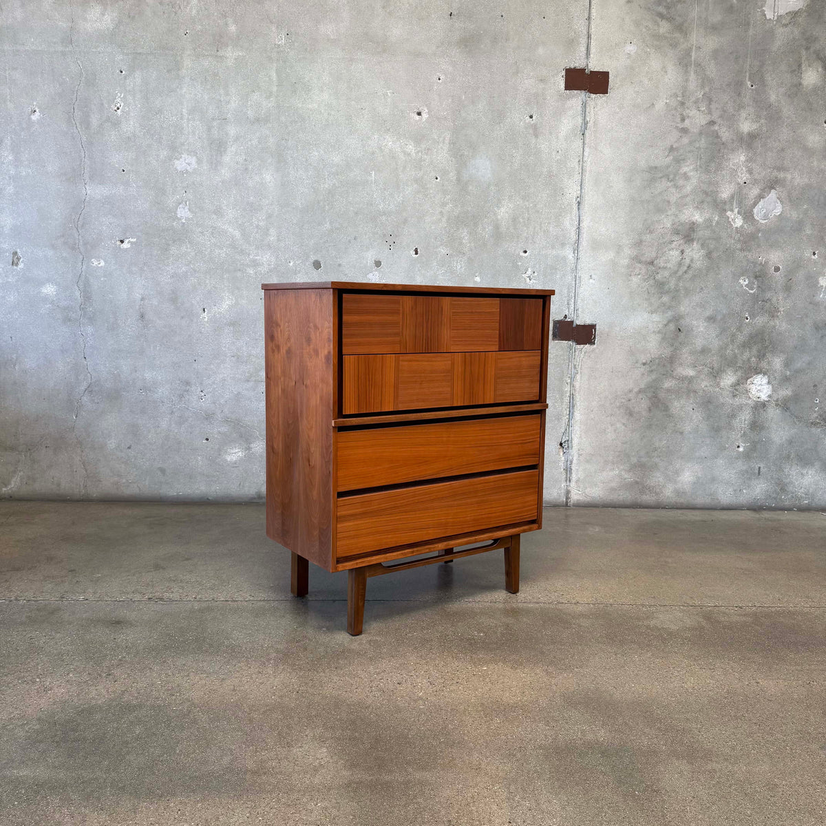 Mid Century Modern Walnut Highboy Dresser