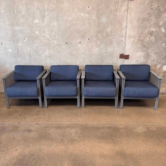 Woodard Jax Lounge Chairs - Set of Four Iron Club Chairs