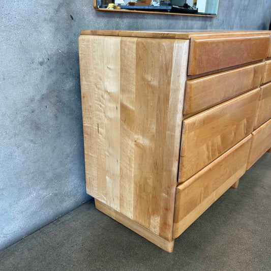 MCM Russel Wright Stardust Long Eight Drawer Dresser With Mirror (Restored)
