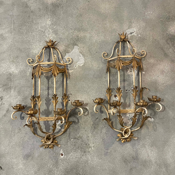 1960's Italian Wall Sconce Candelabras