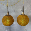 Rare Pair of 60's Amber spaghetti Swag Lamps With Trumpet Tops