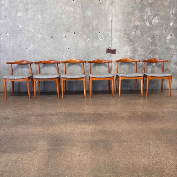 Set of Six Teak Elbow Chairs