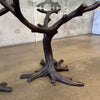 Faux Bois Solid Brass & Glass Writing/ Dining Table