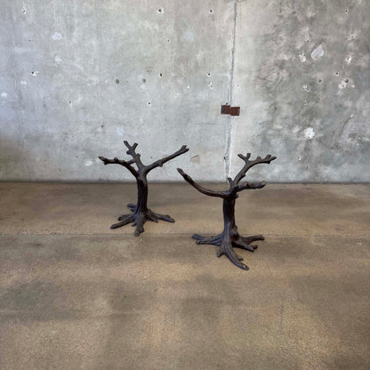 Faux Bois Solid Brass & Glass Writing/ Dining Table