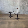 Faux Bois Solid Brass & Glass Writing/ Dining Table