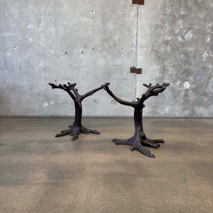 Faux Bois Solid Brass & Glass Writing/ Dining Table
