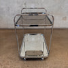 Vintage 1970's Chrome Mirrored Bar Cart With Smoked Glass