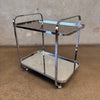 Vintage 1970's Chrome Mirrored Bar Cart With Smoked Glass