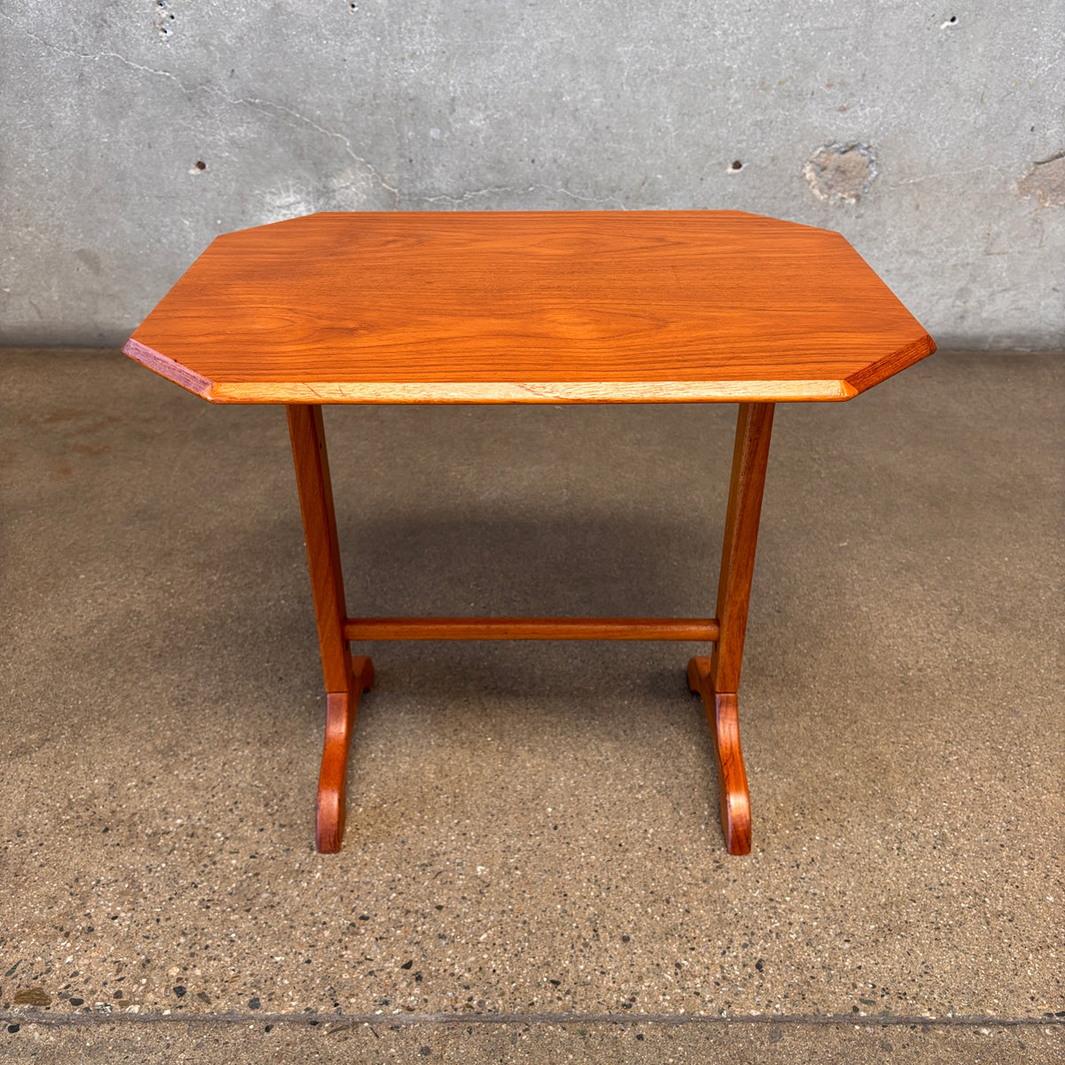 Vintage Danish Teak Trestle  Base Octogan Side Table