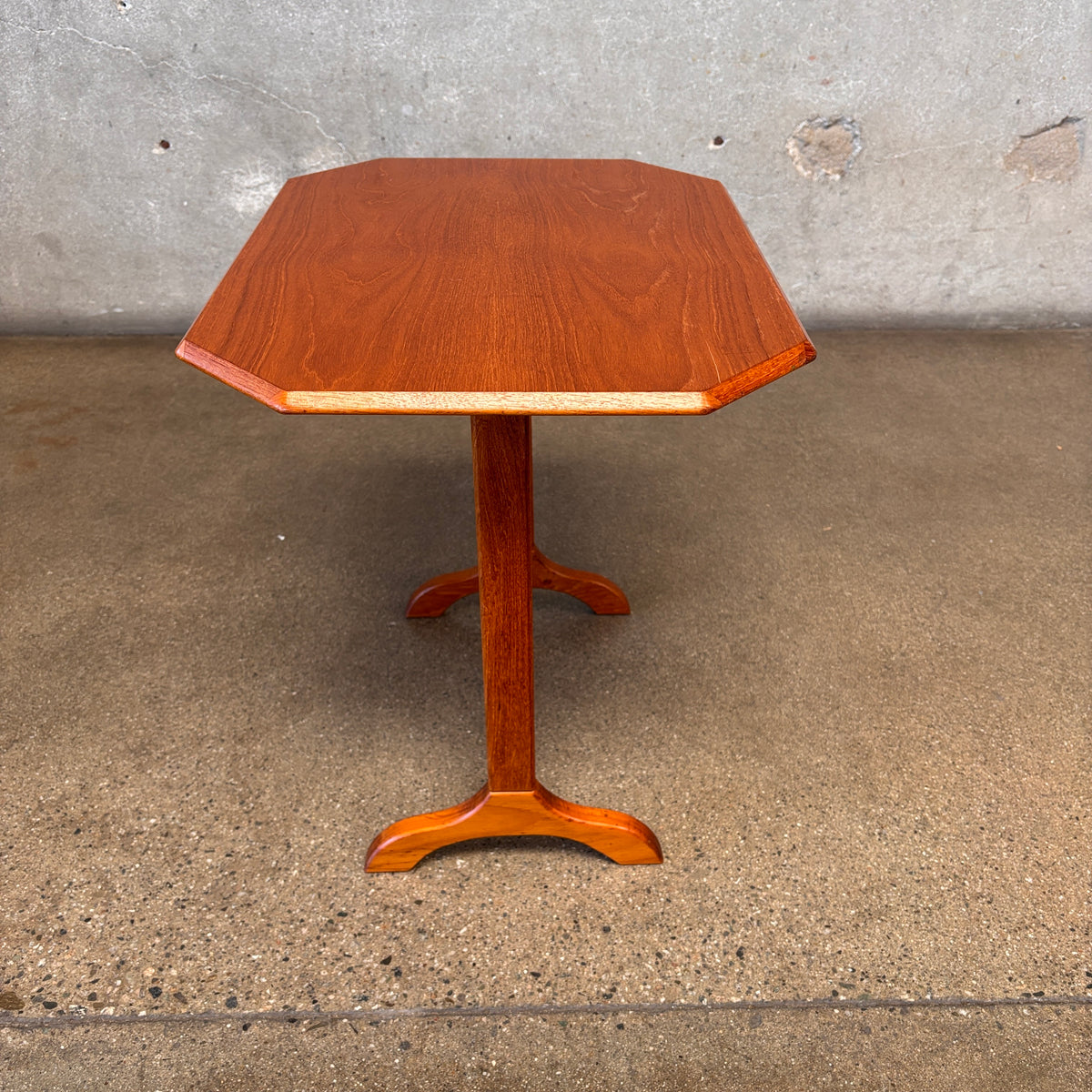 Vintage Danish Teak Trestle  Base Octogan Side Table