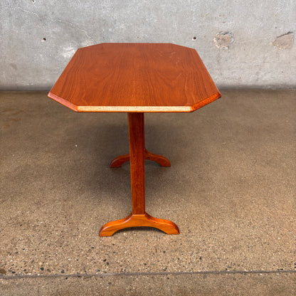Vintage Danish Teak Trestle  Base Octogan Side Table