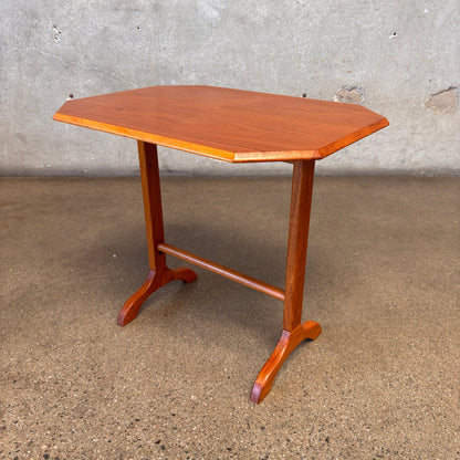 Vintage Danish Teak Trestle  Base Octogan Side Table