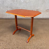 Vintage Danish Teak Trestle  Base Octogan Side Table