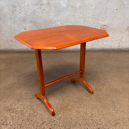 Vintage Danish Teak Trestle  Base Octogan Side Table