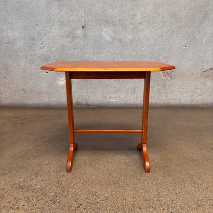 Vintage Danish Teak Trestle  Base Octogan Side Table