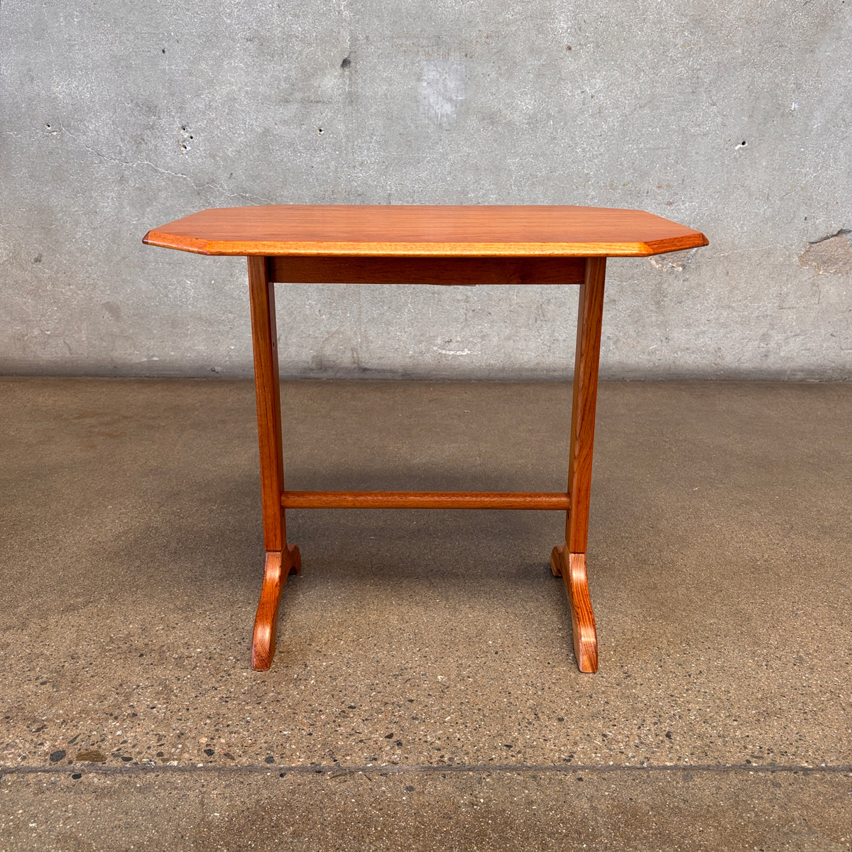 Vintage Danish Teak Trestle  Base Octogan Side Table