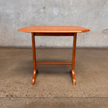 Vintage Danish Teak Trestle  Base Octogan Side Table