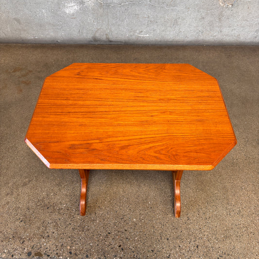 Vintage Danish Teak Trestle Base Octagon Side Table