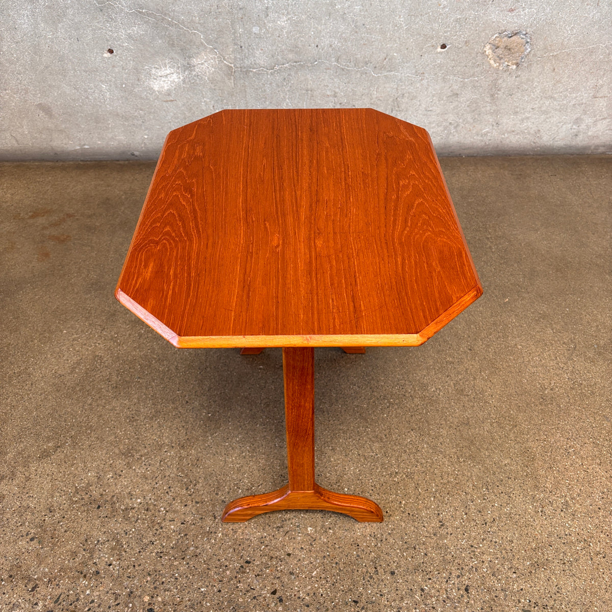 Vintage Danish Teak Trestle Base Octagon Side Table